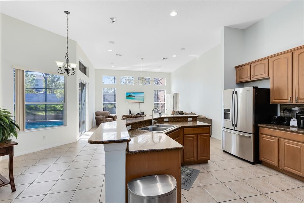 Kitchen & Breakfast Nook with Pool Views