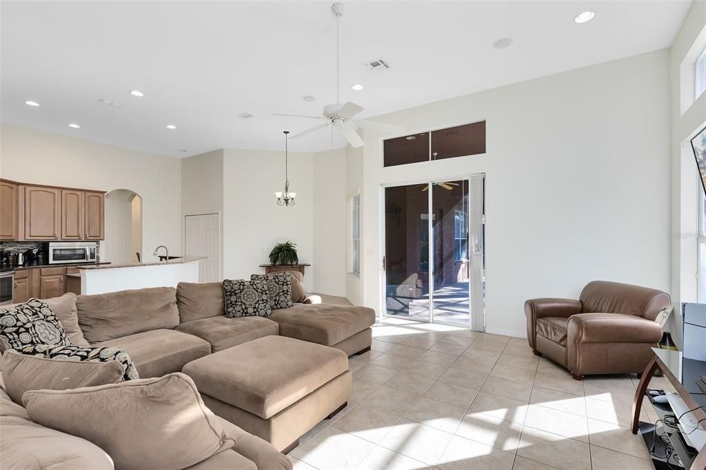 Family Room with Sliding Doors to Pool