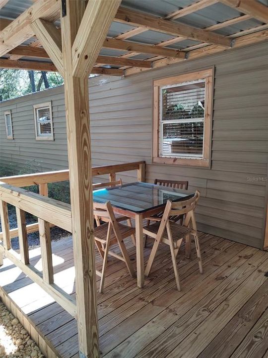 Eating area on porch