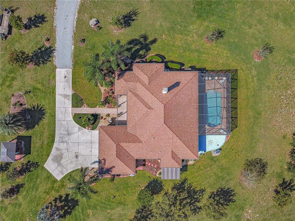 Drone overhead view of home