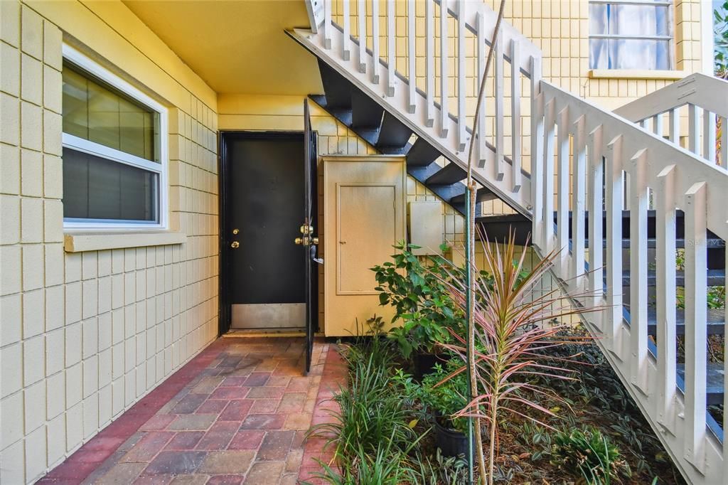 Front Entry with metal screened security door