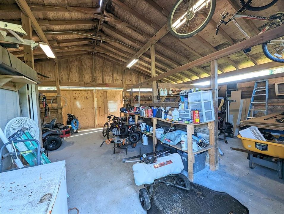 Inside barn