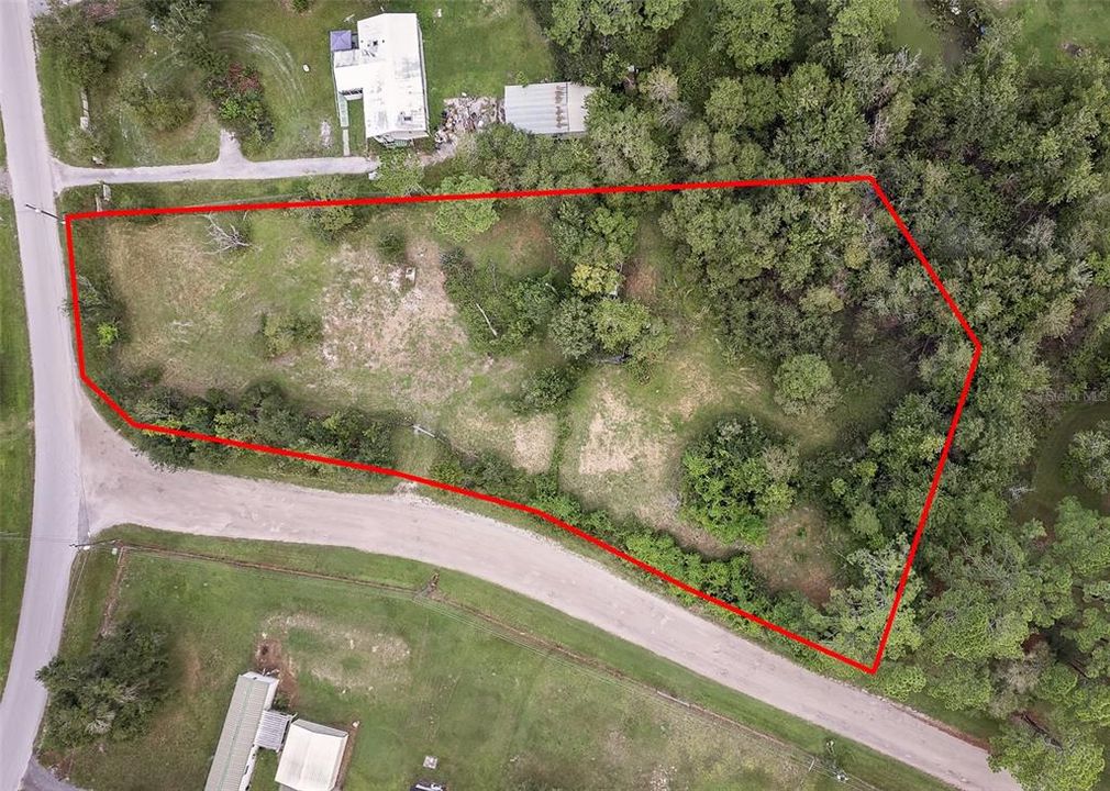 Aerial view of property line