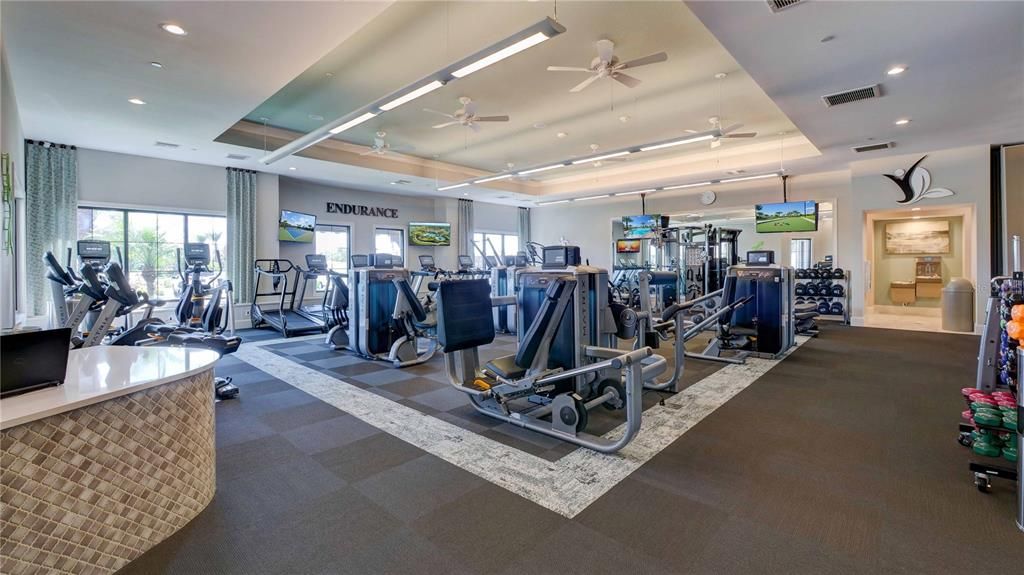 State of the art gym and exercise area.