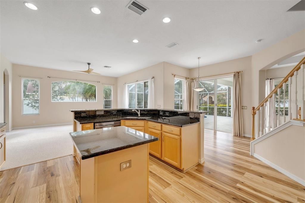 Kitchen with Granite countertops and backsplash