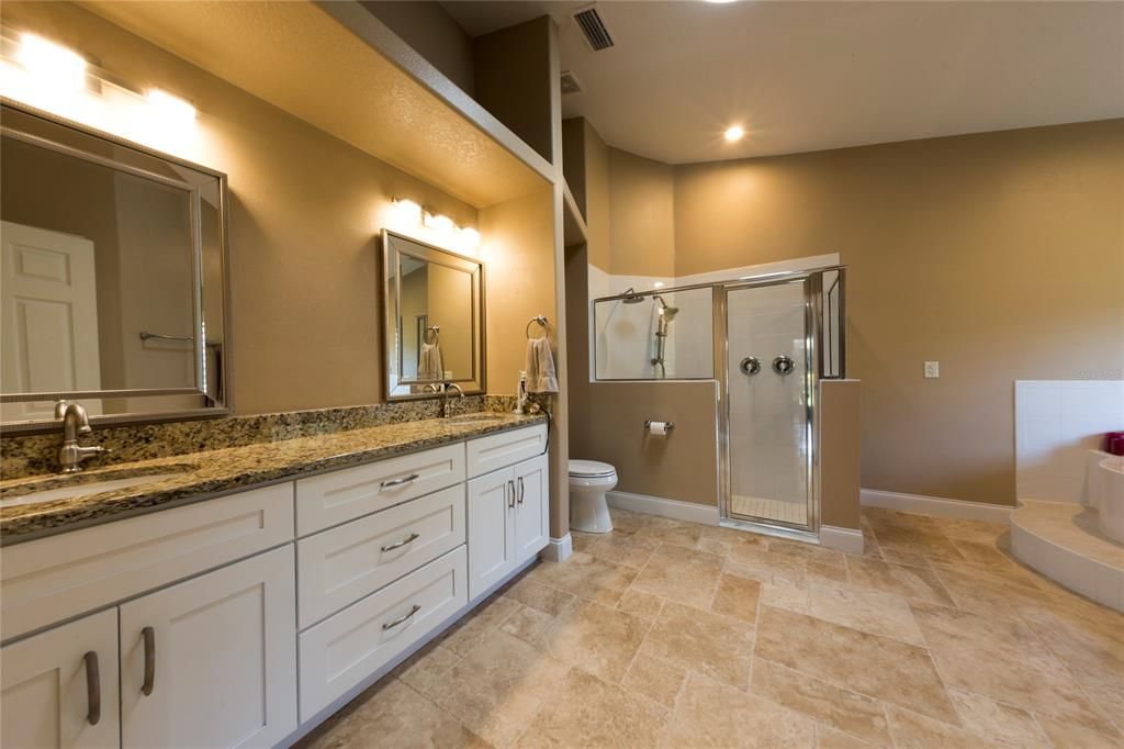 Dual Vanity master bath with separate shower and jetted garden tub
