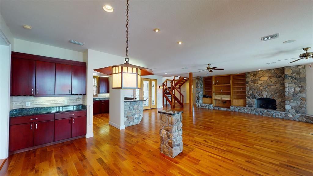 Dining room area features a dry bar & provides lots of room for your large dining room table & chairs.