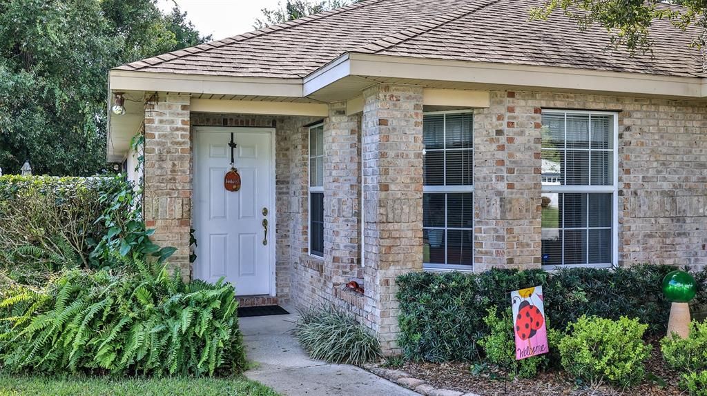 Faux brick front.