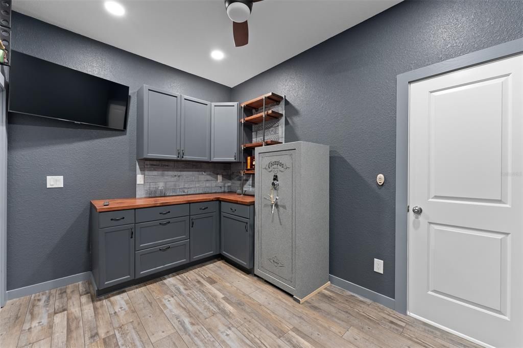 SAFE IS NOT INCLUDED, BUT ALL CABINETS STAY. GREAT OFFICE OR FLEX ROOM.