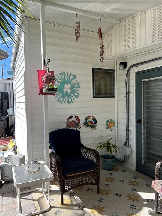 Sitting in backyard under roof