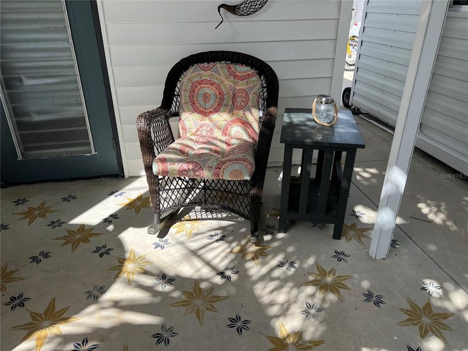 Stamped backyard porch floor