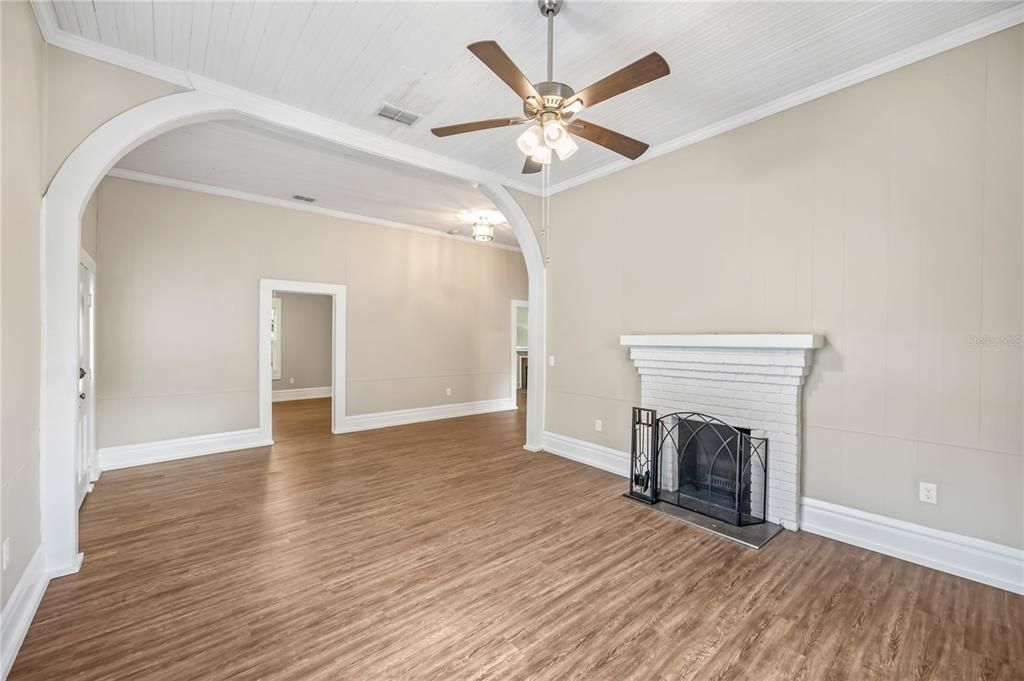 Living room with fireplace