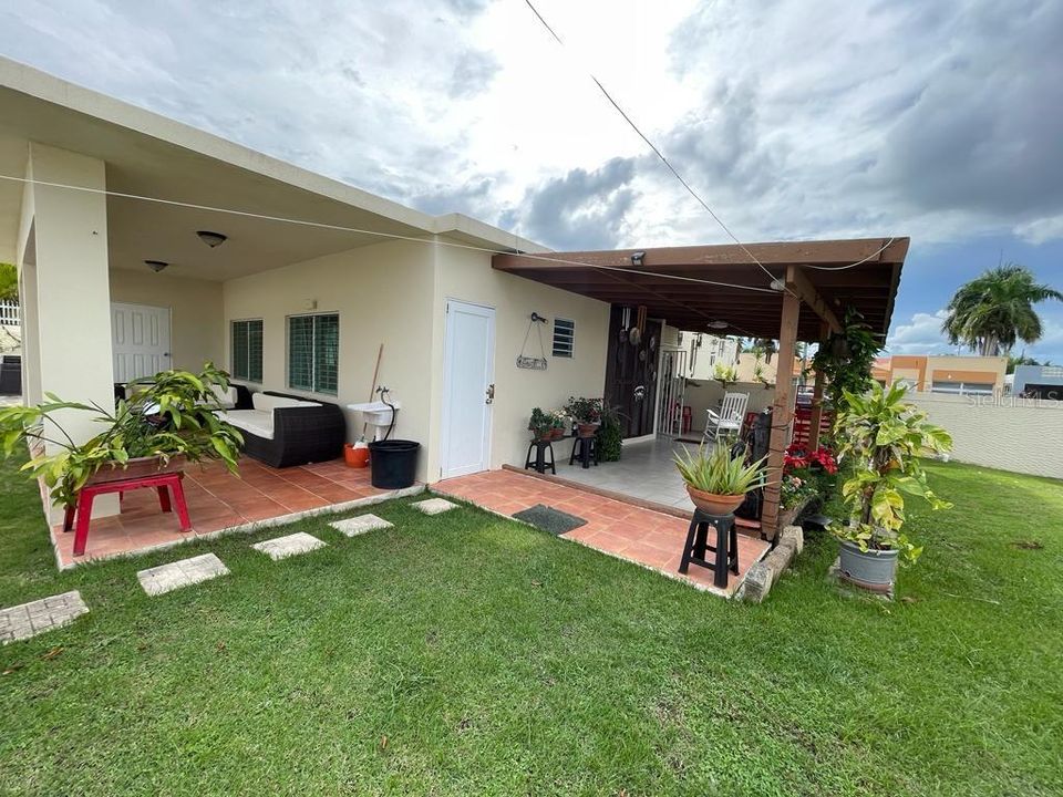 the house has two covered patios