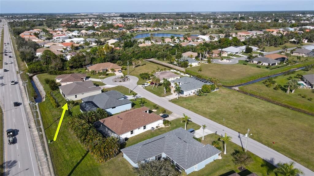 Aerial rear view of home and location