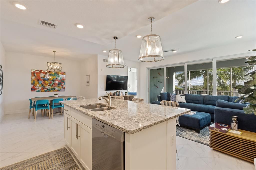 Kitchen, Great Room and Dining Room