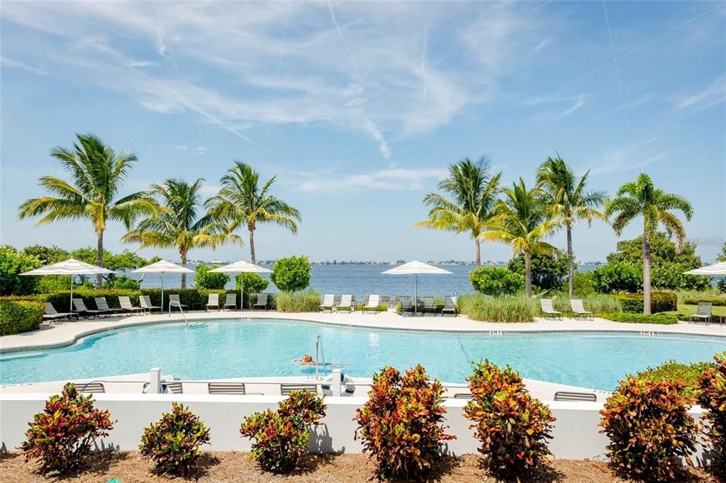 Clubhouse View of Pool and Anna Maria Sound
