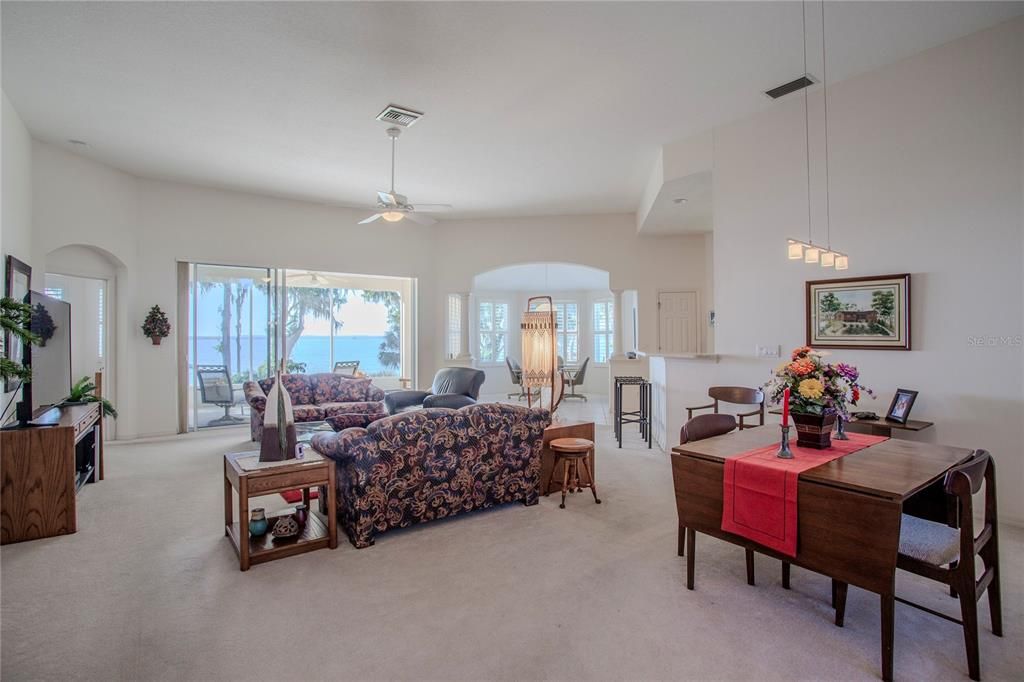 Light and bright Great Room with breathtaking panoramic lake views!
