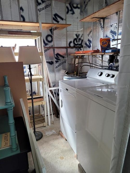 washer, dryer and water heater room