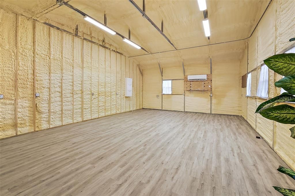 Massive spray foam insulated shop office