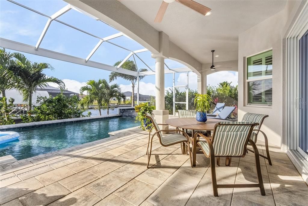 Beautiful pavers and outside lighting & new ceiling fans