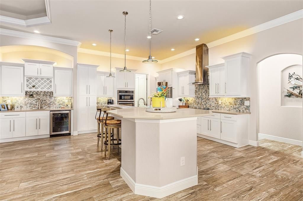 Quartz counter-tops, separate coffee & wet bar areas