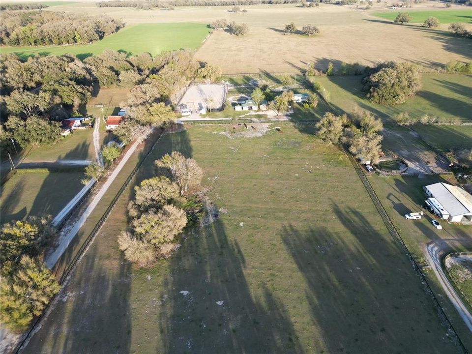 Aerial view front pasture from street to back