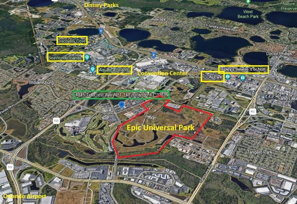 Aerial View with Epic Park and all other Orlando attractions