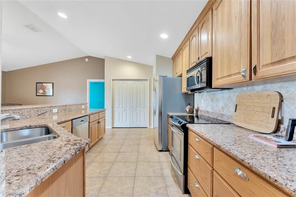 Spacious kitchen with granite counters