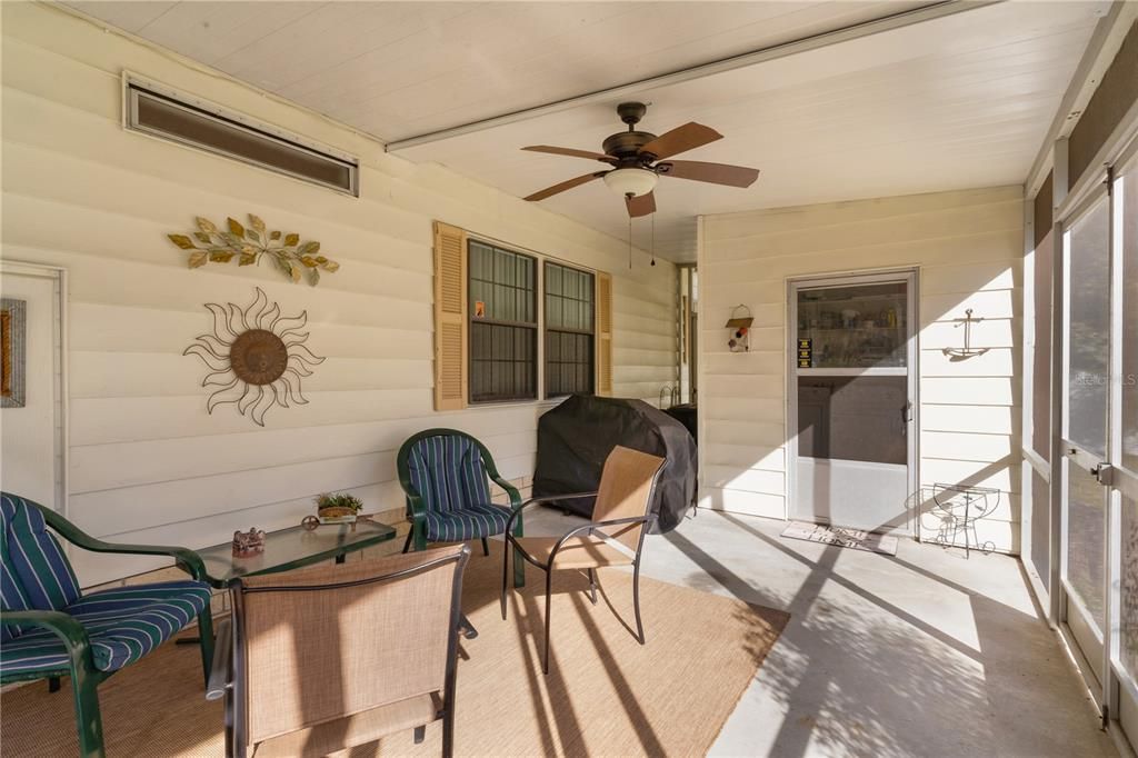 Screened Room 12x16Ft/ Ceiling Fan for Comfort/ View of Laundry