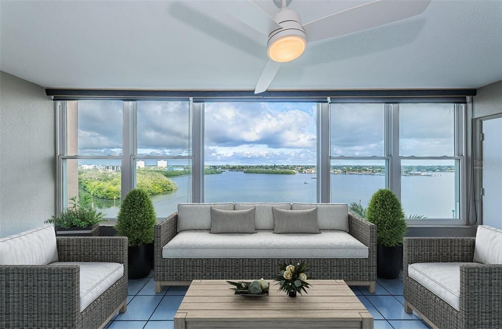 Grand Water Views from Florida Room - Virtually Staged