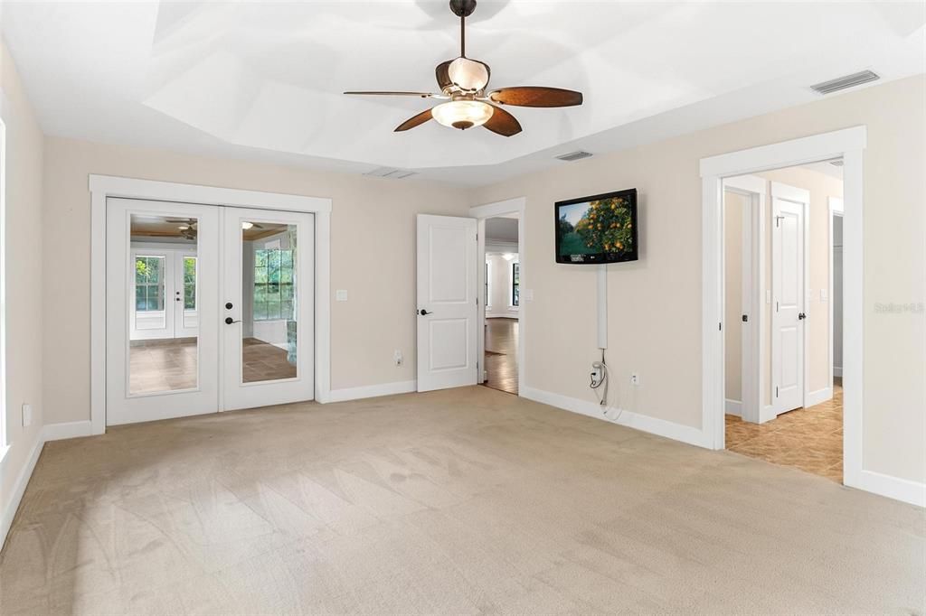 Primary Bedroom with French Doors to Lanai Area