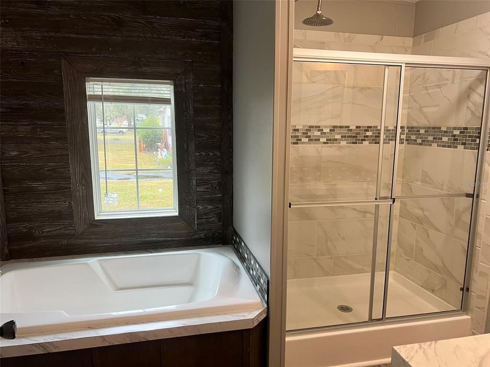 Master Bath with Garden Tub and Oversize shower with tile