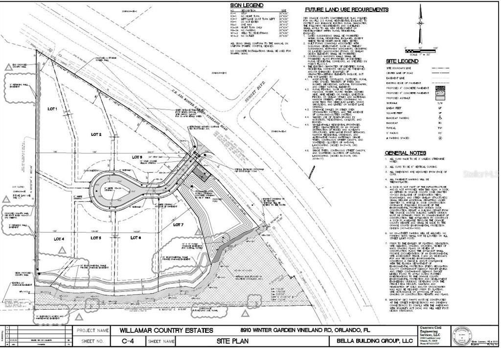 & One Acre Lot Subdivision Site Plan