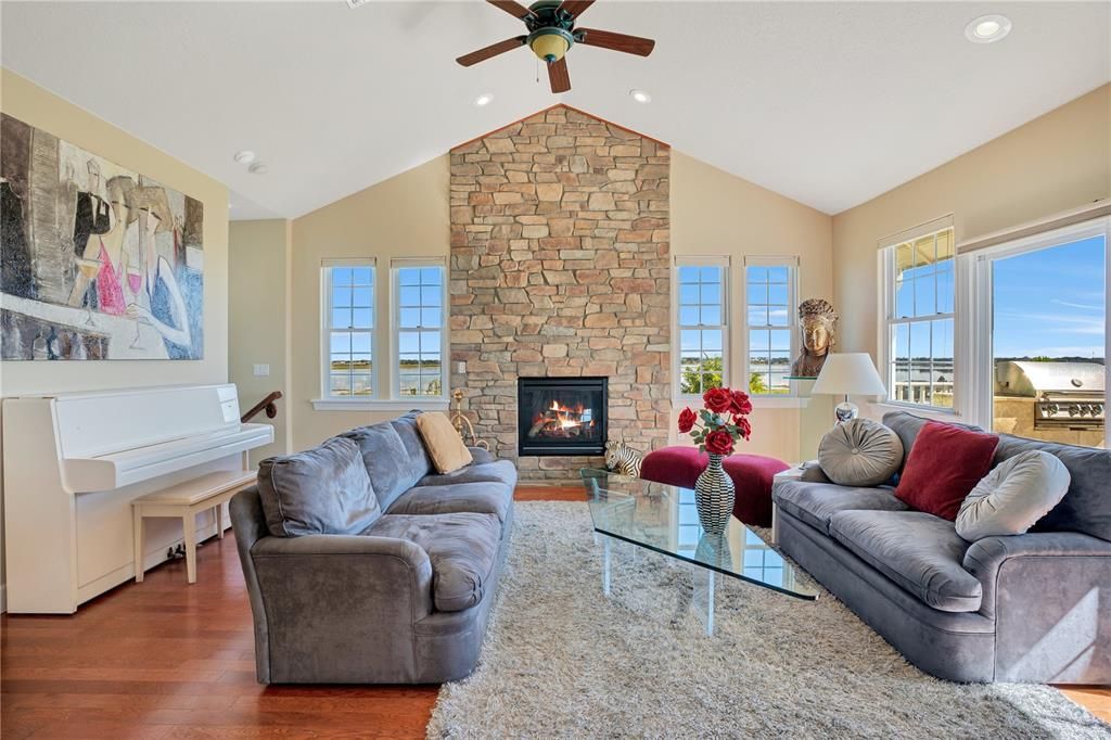 Living Room on 2nd floor with lake views