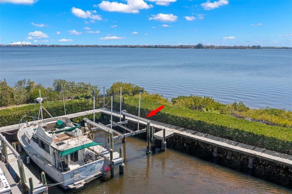 Boat slip with lift, deeded to unit