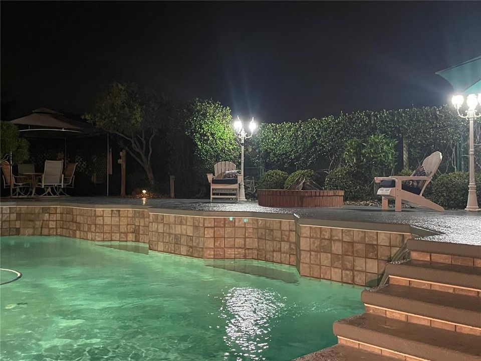 Pool area at night