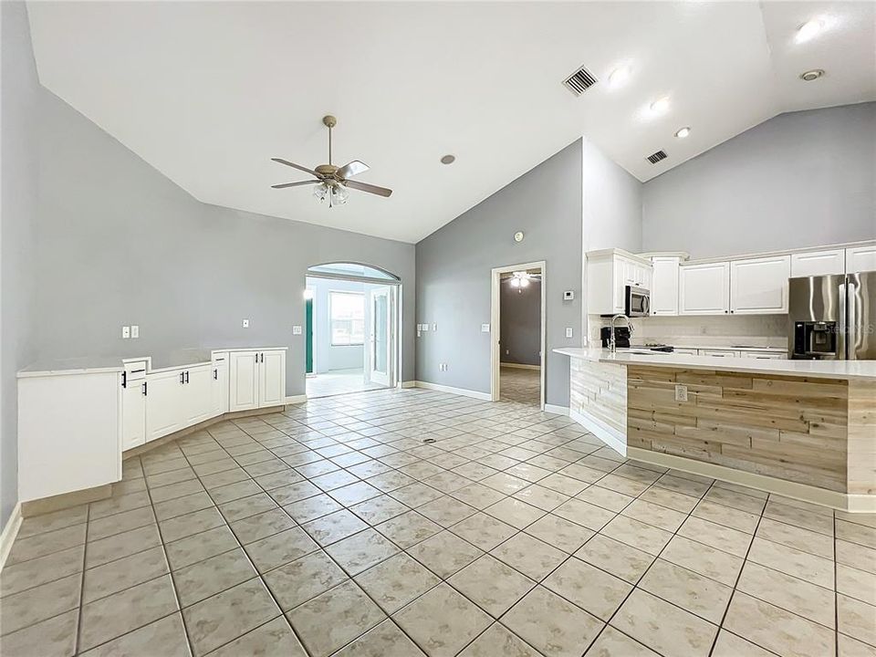 Living room and kitchen