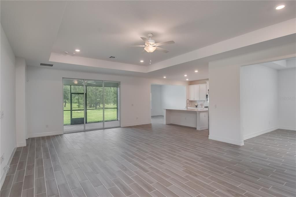 Big Living room w/ Tray Ceilings