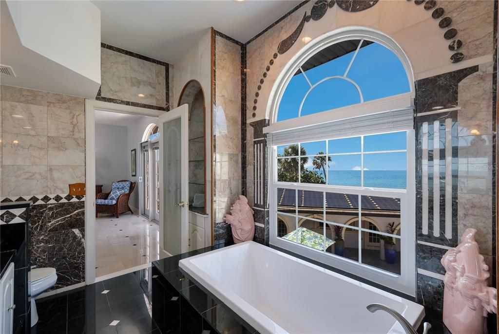 One view of the glorious master bath in the main house.