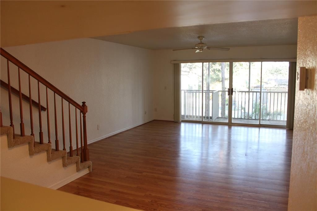 Living room with engineered hardwood floors