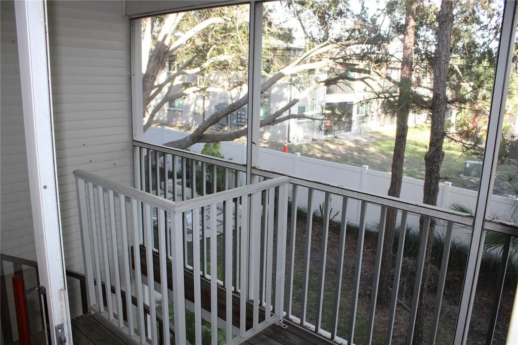 spiral staircase from main floor balcony