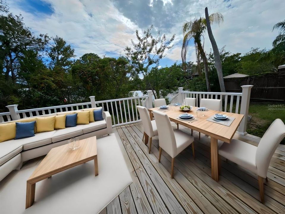 Virtually Staged Deck overlooking pond