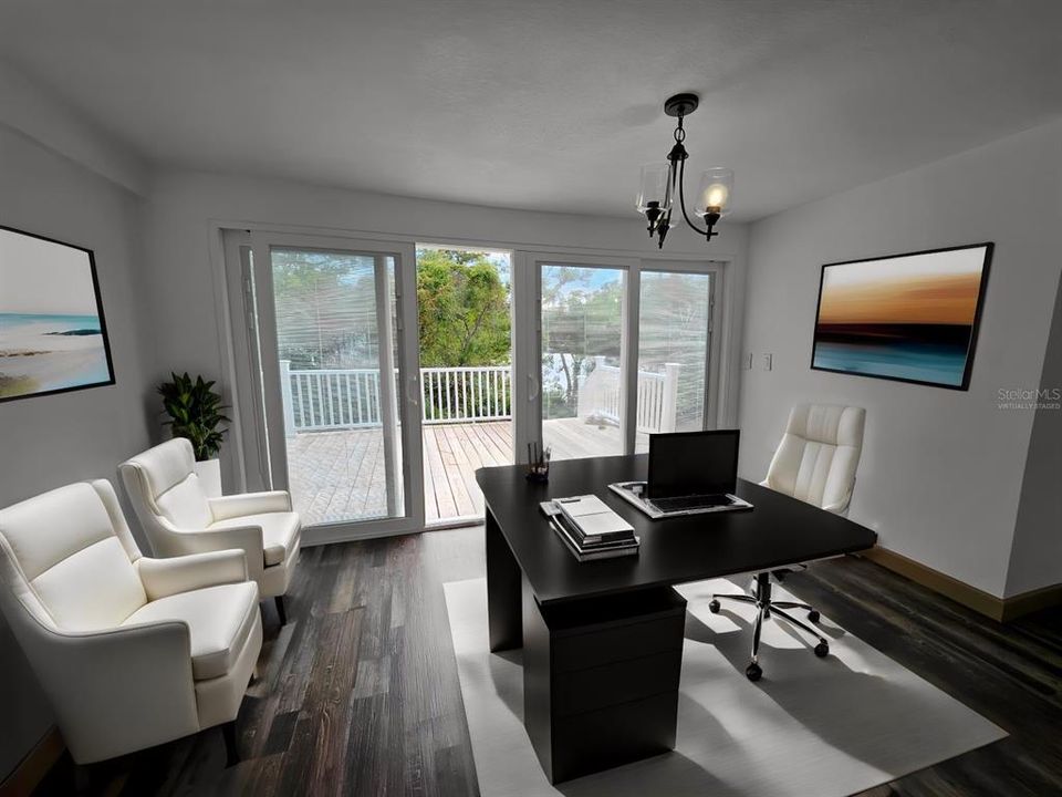 Virtually Staged Sunroom as an office