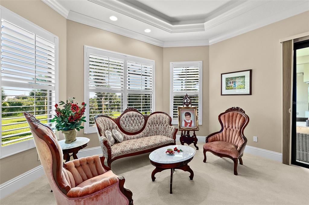 Master sitting area with beautiful water views