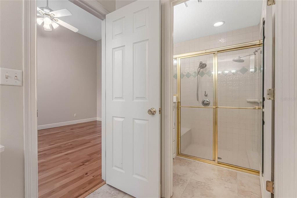 Jack and Jill bath with separate shower and sink. Perfect for sharing the space!