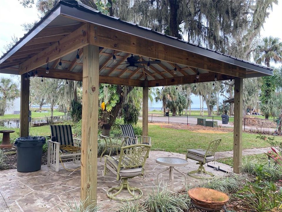 Front gazebo offers a great place to relax anytime of day.