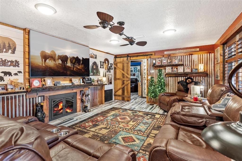 Living Area with Wood Burning Fireplace