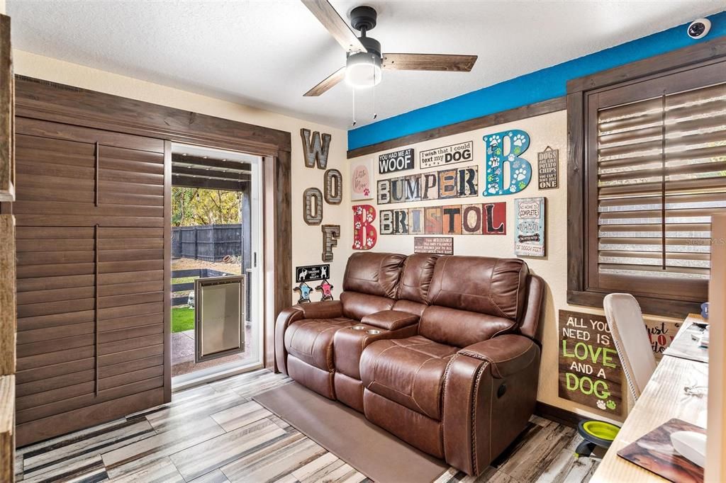 Bedroom Two/Den/Office with Sliding Doors to Back Porch