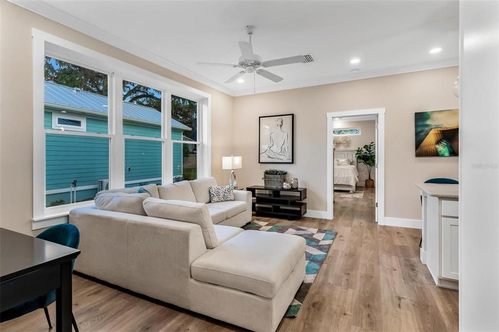 Living Room with Laminate Plank Flooring