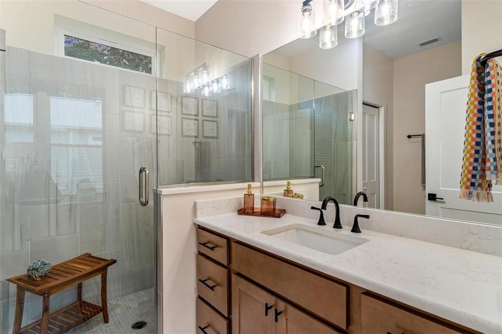 Primary Bathroom with Large Glass Shower